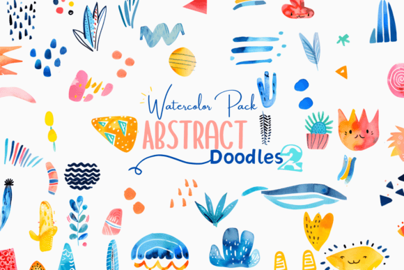 Abstract Watercolor Doodles Clipart 2