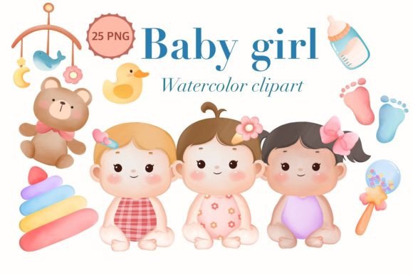 Baby Girl Watercolor Clipart: A Gentle Design Asset for Modern Branding