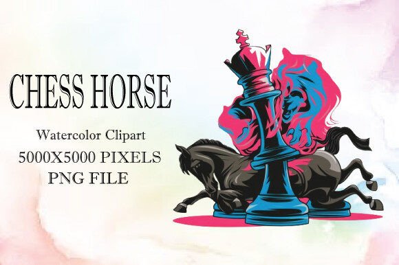 Chess Horse Watercolor Clipart 1: Artful Design for Modern Brands