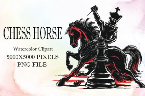 Chess Horse Watercolor Clipart 13