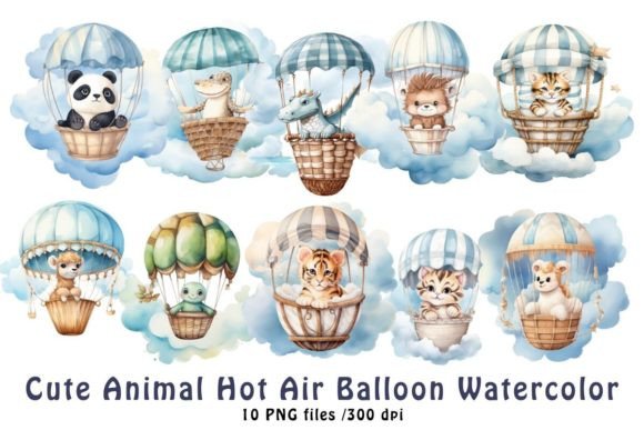 Cute Animal Hot Air Balloon Watercolor: Whimsy Meets Design