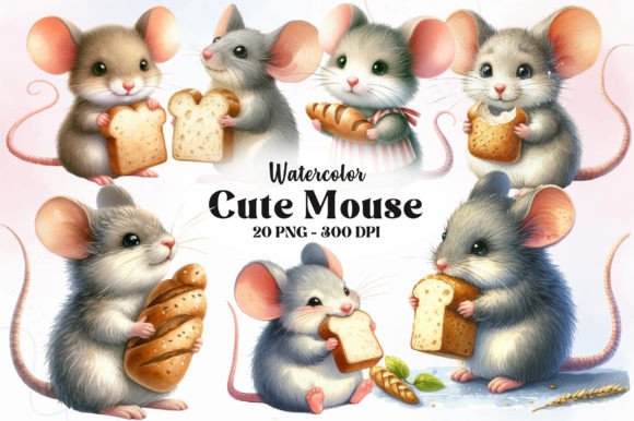 Cute Mouse Watercolor Clipart for Creative Projects