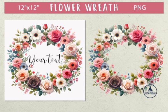 Floral Wreath Clipart Watercolor Wreath