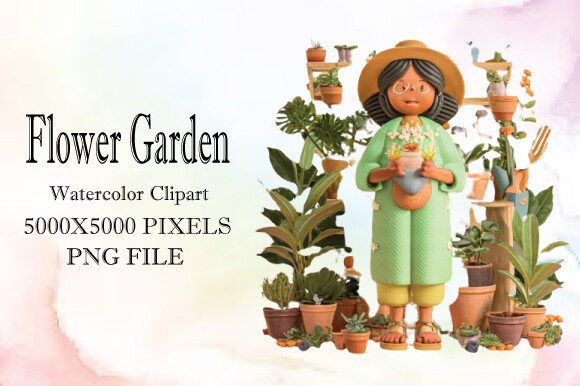 Flower Garden Watercolor Clipart 9: A Versatile Design Asset