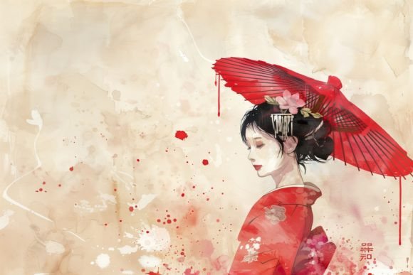 Japanese Watercolor Poster with Woman: A Display Font with Artistic Soul
