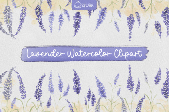 Lavender Flower Watercolor Clipart for Branding and Design