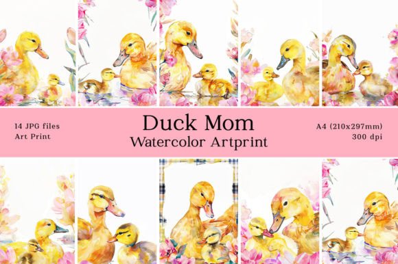 Mother s Day Duck Mom Watercolor Card: A Playful Font for Heartfelt Designs