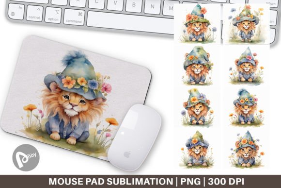 Mouse Pad Watercolor Spring Lion Font