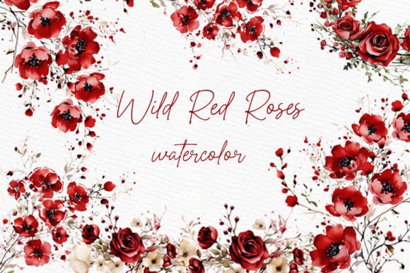 Red Wild Roses Clipart Watercolor Roses