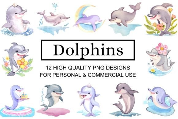Stunning Watercolor Dolphin Clipart