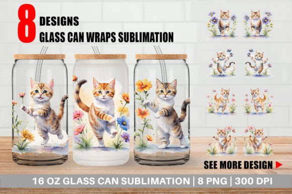 The Appeal of Glass Can Cat in Summer Watercolor
