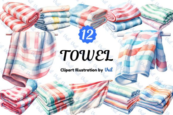 Towel Clipart Watercolor Bundle for Branding and Design