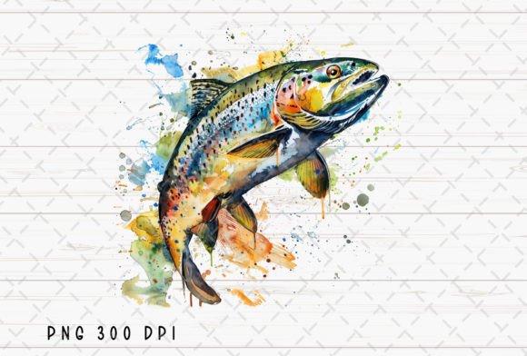 Trout Fish Watercolor Fishing PNG for Creatives