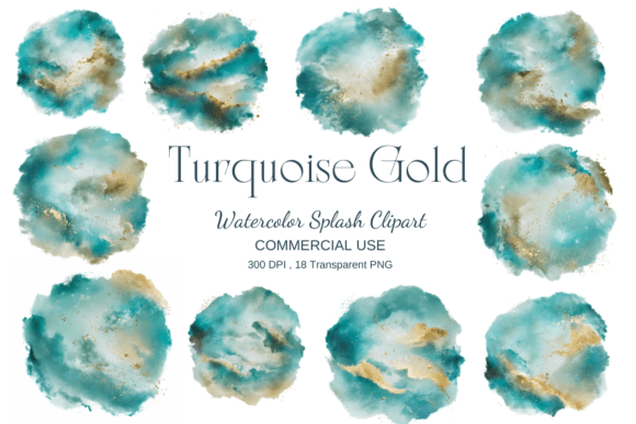 Turquoise Gold Watercolor Splash Clipart: A Designer's Guide