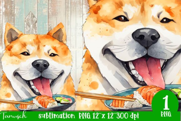 Watercolor Akita Sublimation PNG: Artistic Canine Design for Creatives