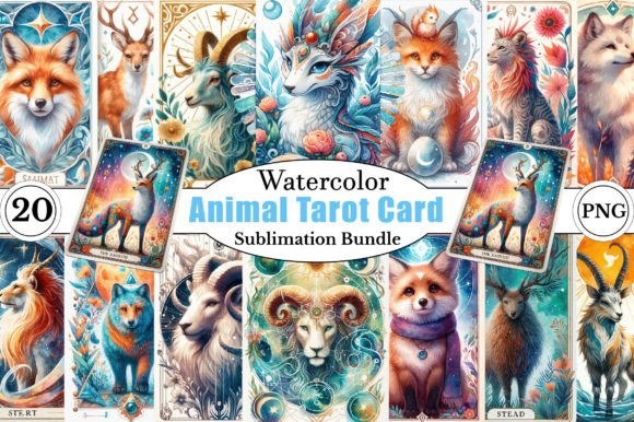 Watercolor Animal Tarot Card PNG Clipart