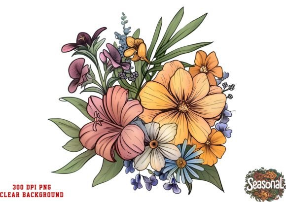 Watercolor Boho WildFlowers Clipart