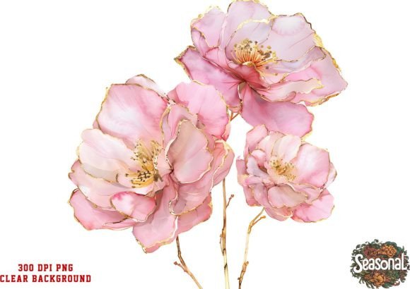 Watercolor Camellia Flower Clipart for Designers