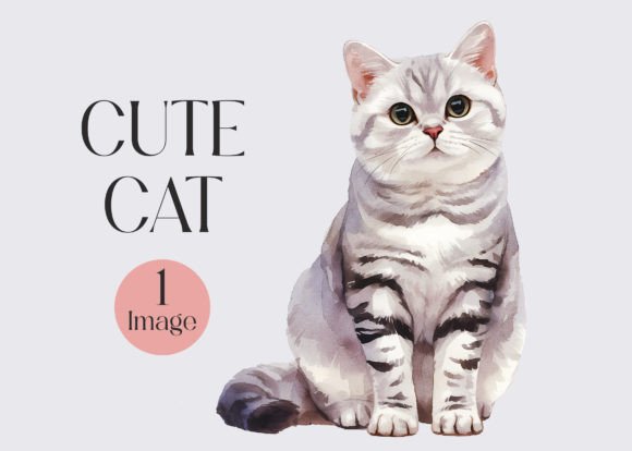 Watercolor Cute Cat Clipart: Gentle Charm for Modern Projects