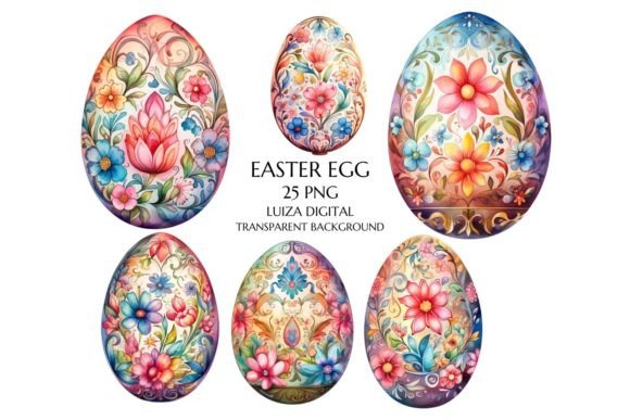 Watercolor Easter Eggs Clipart