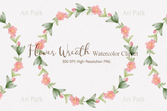 Watercolor Flower Wreath Clipart for Modern Design