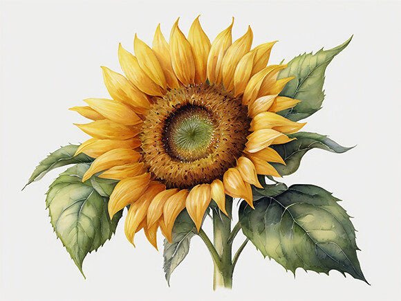 Watercolor Painting of a Sunflower