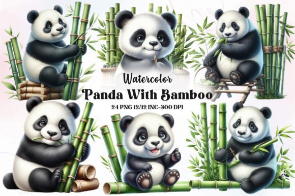 Watercolor Panda with Bamboo PNG: Design Asset Guide