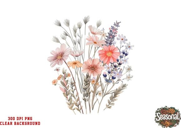 Watercolor Spring Wildflower Clipart for Designers
