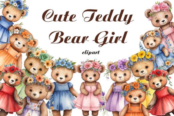 Watercolor Teddy Clipart for Branding and Design